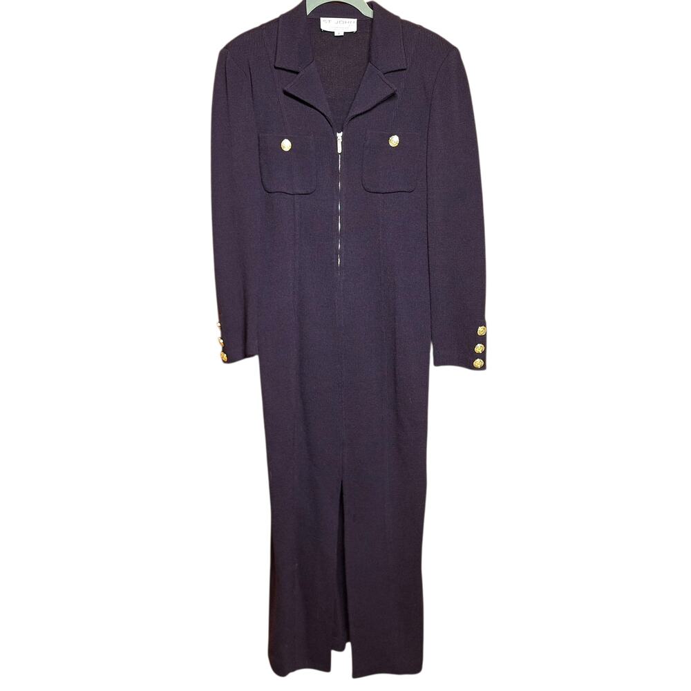 St John Collection by Marie Gray Vintage dark Purple blazer style sweater dress